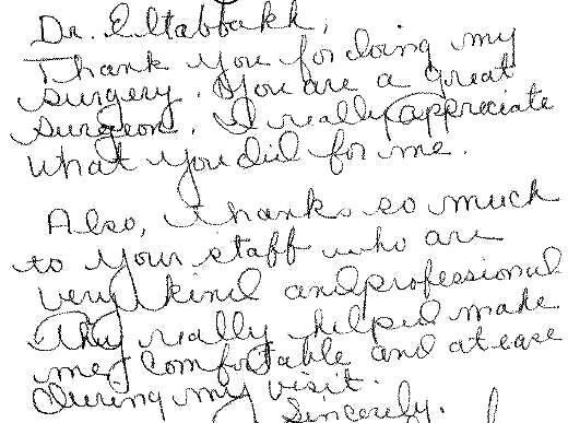 Kind words from our patients