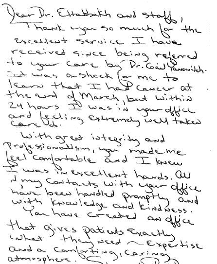 Kind words from our patients