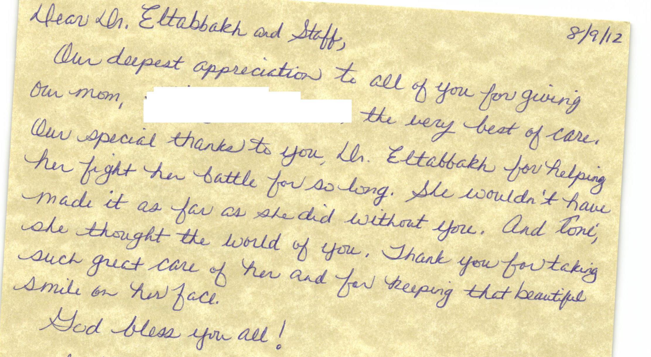 Kind words from our patients