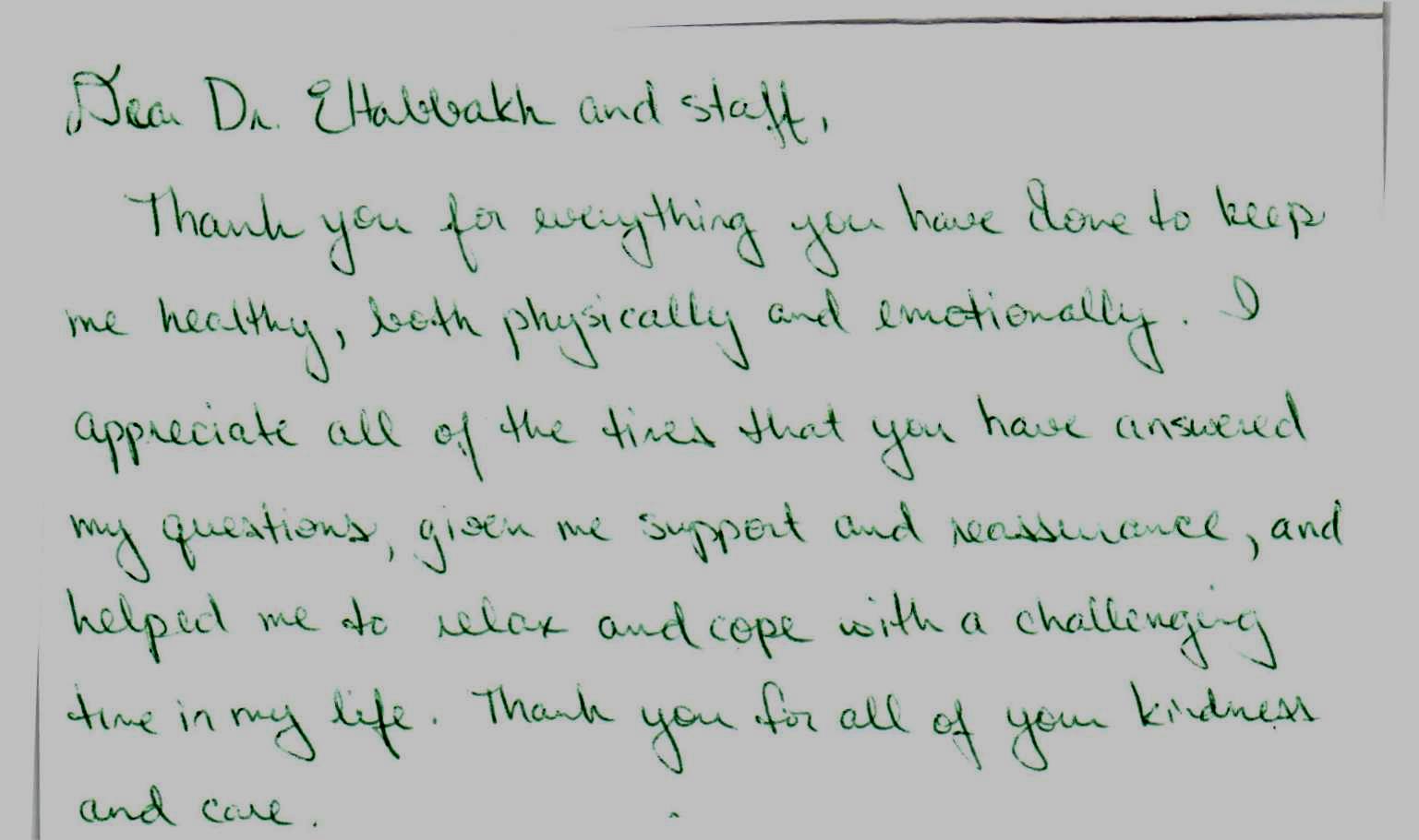 Kind words from our patients