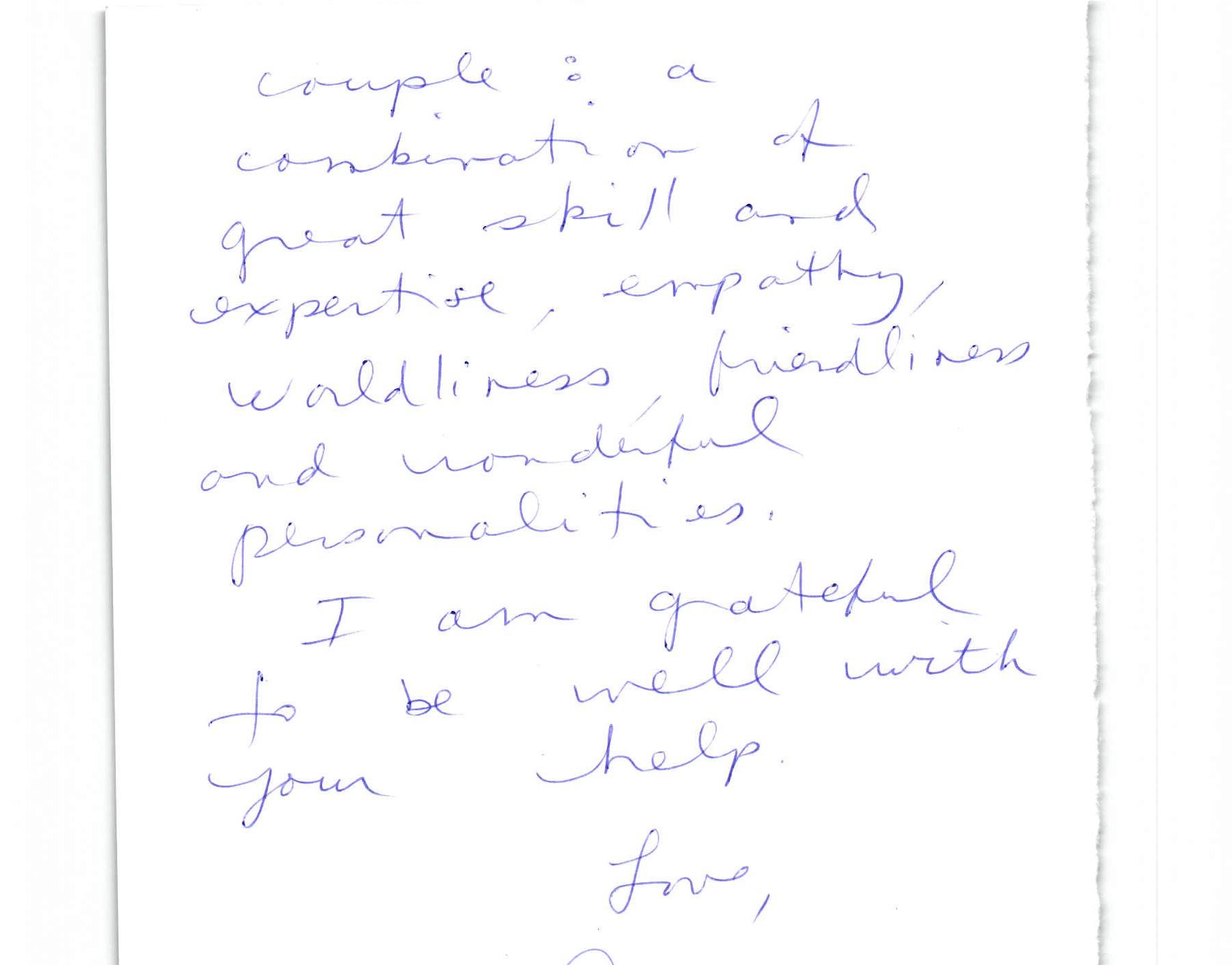 Kind words from our patients